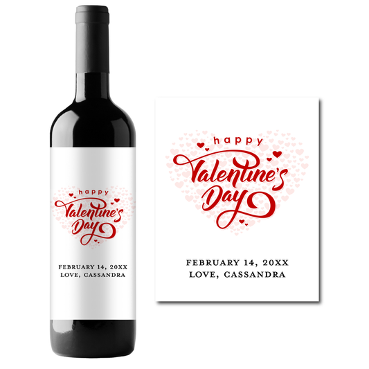 Happy Valentine's Day Custom Personalized Wine Champagne Labels (set of 3)