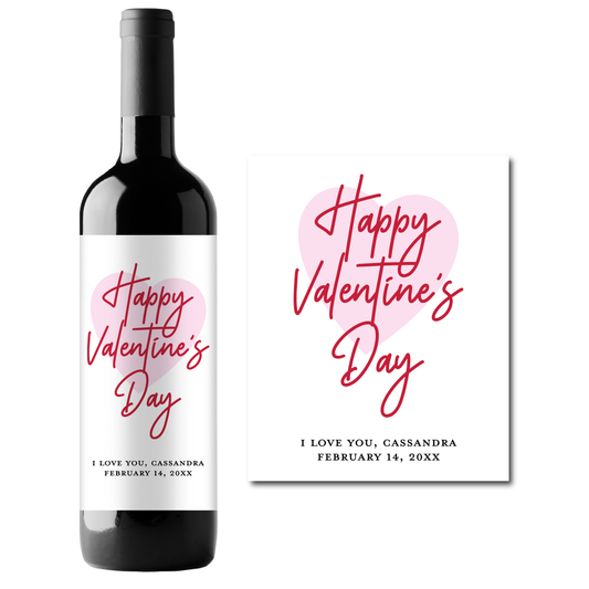 Happy Valentine's Day Custom Personalized Wine Champagne Labels (set of 3)