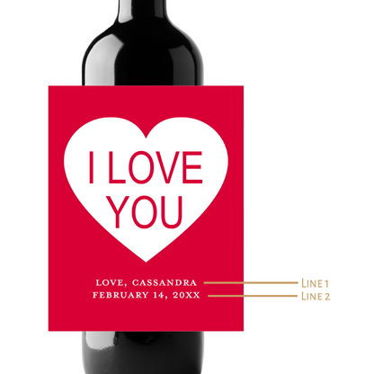 I Love You Valentine's Day Custom Personalized Wine Champagne Labels (set of 3)