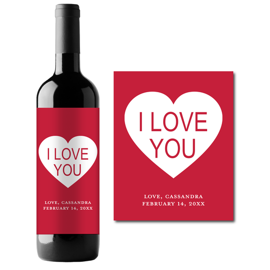 I Love You Valentine's Day Custom Personalized Wine Champagne Labels (set of 3)