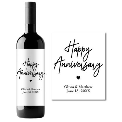 Happy Anniversary Custom Personalized Wine Champagne Labels (set of 3)