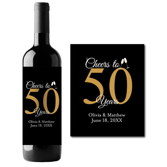 Cheers To 50 Years Birthday Custom Personalized Wine Champagne Labels (set of 3)