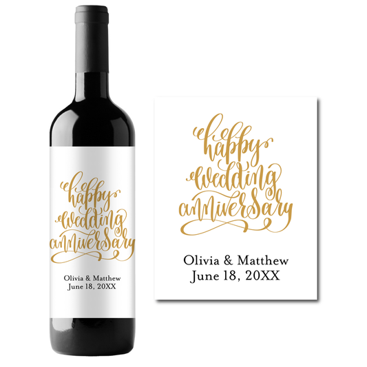 Happy Wedding Anniversary Custom Personalized Wine Champagne Labels (set of 3)