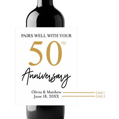 50th Anniversary Custom Personalized Wine Champagne Labels (set of 3)