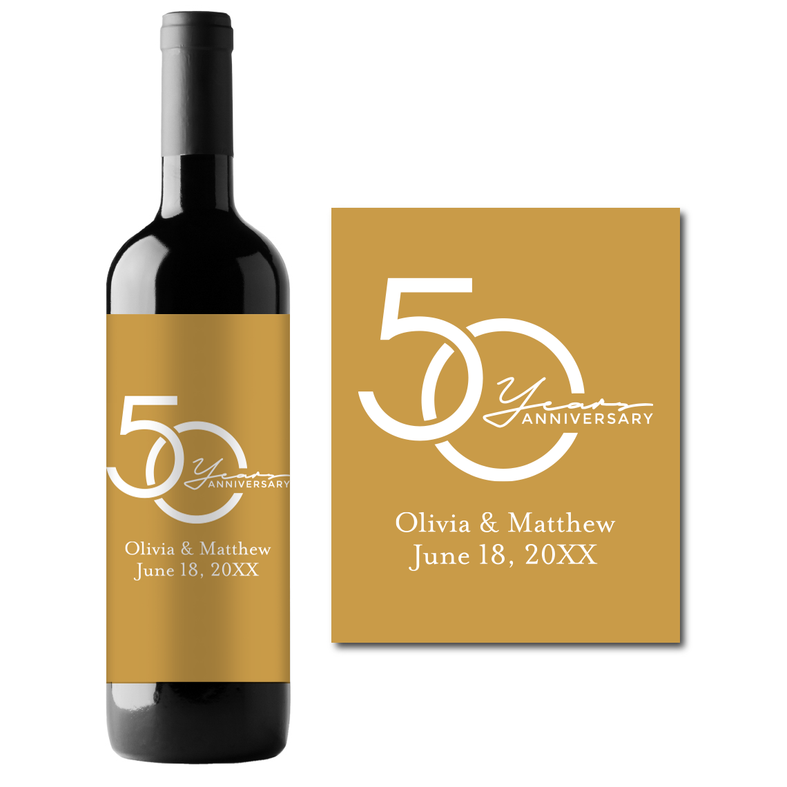 50th Anniversary Custom Personalized Wine Champagne Labels (set of 3)