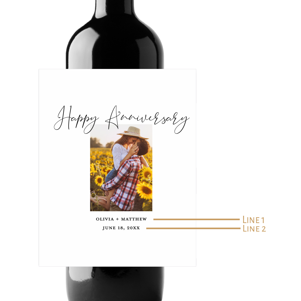 Happy Anniversary Custom Photo Personalized Wine Champagne Labels (set of 3)