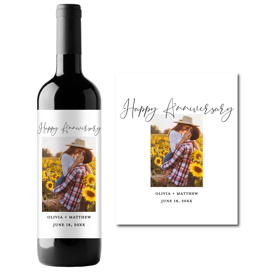 Happy Anniversary Custom Photo Personalized Wine Champagne Labels (set of 3)