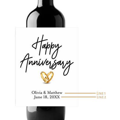 Happy Anniversary Rings Custom Personalized Wine Champagne Labels (set of 3)