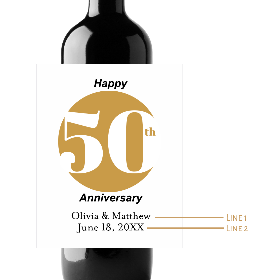 Happy 50th Anniversary Custom Personalized Wine Champagne Labels (set of 3)