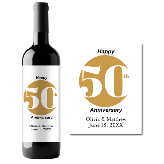 Happy 50th Anniversary Custom Personalized Wine Champagne Labels (set of 3)