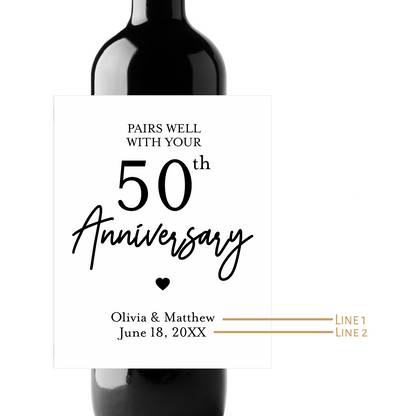 Pairs Well With Your 50th Anniversary Custom Personalized Wine Champagne Labels (set of 3)