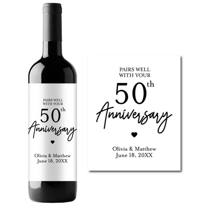 Pairs Well With Your 50th Anniversary Custom Personalized Wine Champagne Labels (set of 3)