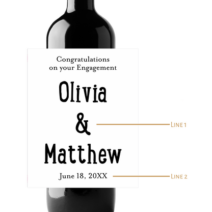 Congratulations On Your Engagement Custom Personalized Wine Champagne Labels (set of 3)