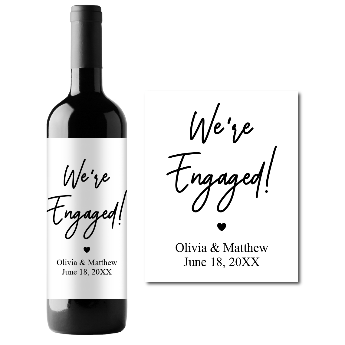 We're Engaged! Custom Personalized Wine Champagne Labels (set of 3)