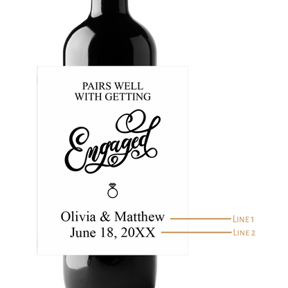 Getting Engaged Custom Personalized Wine Champagne Labels (set of 3)