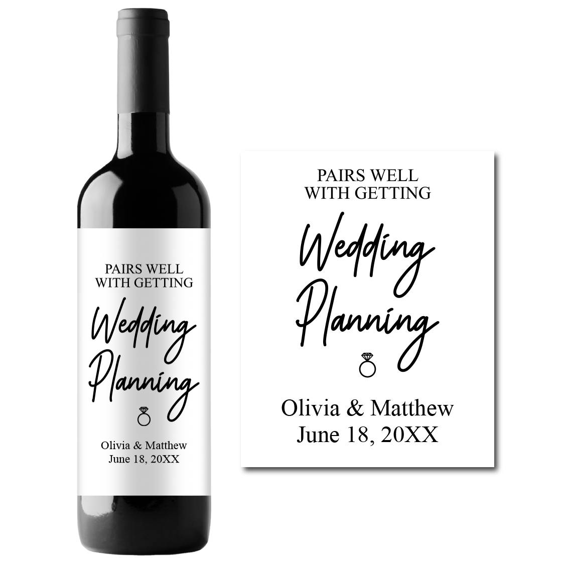 Wedding Planning Custom Personalized Wine Champagne Labels (set of 3)