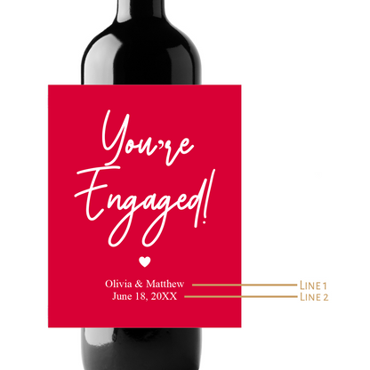 You're Engaged! Custom Personalized Wine Champagne Labels (set of 3)