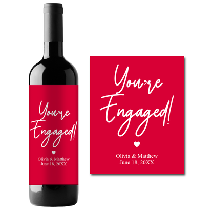 You're Engaged! Custom Personalized Wine Champagne Labels (set of 3)