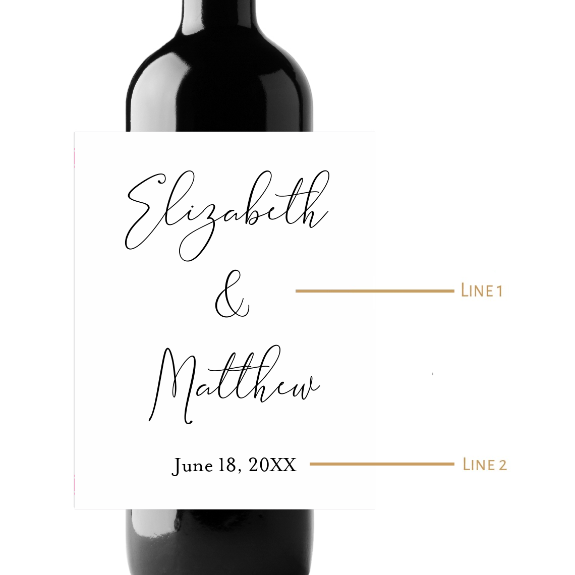 Simple Engagement Wedding Custom Personalized Wine Champagne Labels (set of 3)