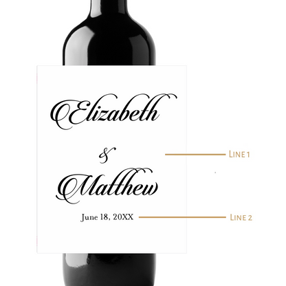 Simple Cursive Engagement Wedding Custom Personalized Wine Champagne Labels (set of 3)