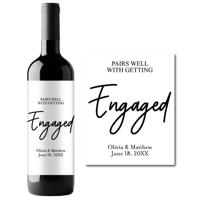 Getting Engaged Custom Personalized Wine Champagne Labels (set of 3)