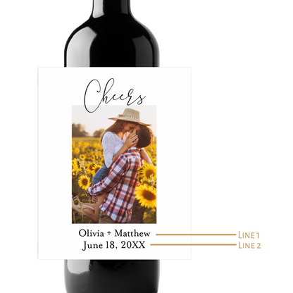 Cheers Wedding Custom Photo Personalized Wine Champagne Labels (set of 3)