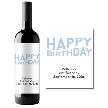 Happy Birthday Custom Personalized Wine Champagne Labels (set of 3)