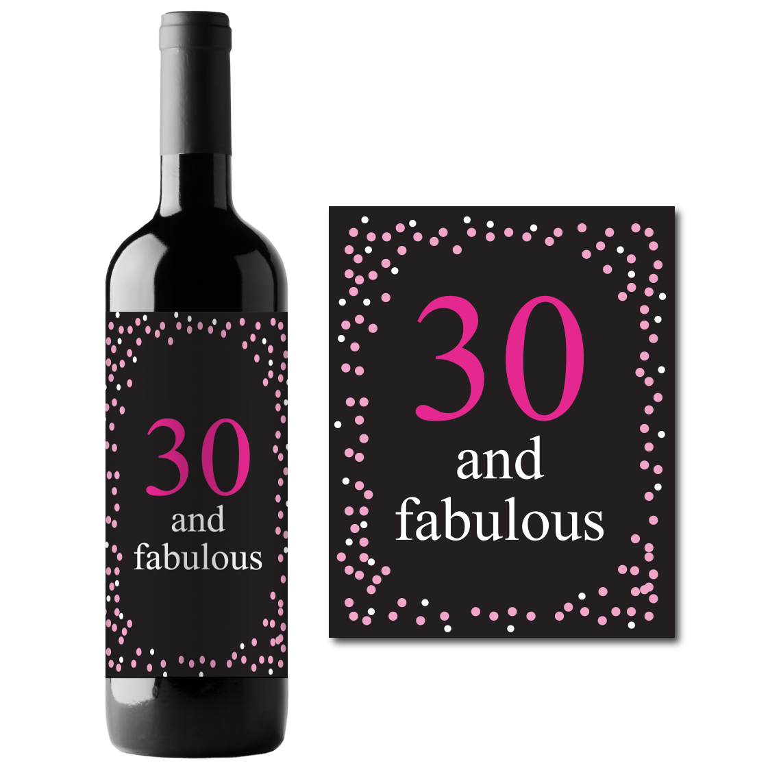 30th Birthday Theme Wine Champagne Labels (set of 4)