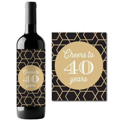 40th Birthday Theme Wine Champagne Labels (set of 4)