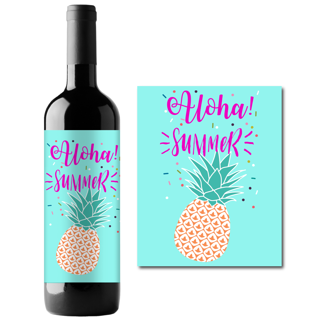 Summer Party Wine Champagne Labels (set of 4)