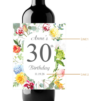 Birthday Custom Personalized Wine Champagne Labels (set of 3)