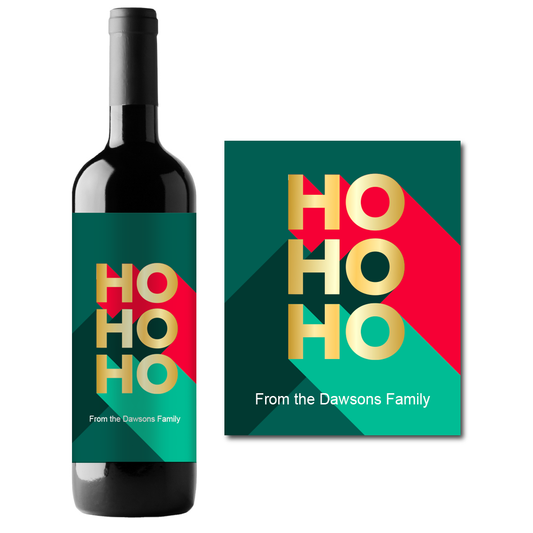 Ho Ho Ho Holidays Custom Personalized Wine Champagne Labels (set of 3)