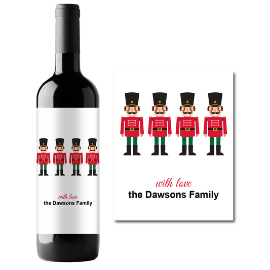 Christmas Nutcracker Soldiers Custom Personalized Wine Champagne Labels (set of 3)