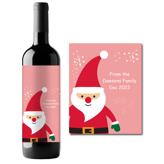 Santa Claus Holidays Custom Personalized Wine Champagne Labels (set of 3)