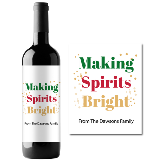 Making Spirits Bright Custom Personalized Wine Champagne Labels (set of 3)