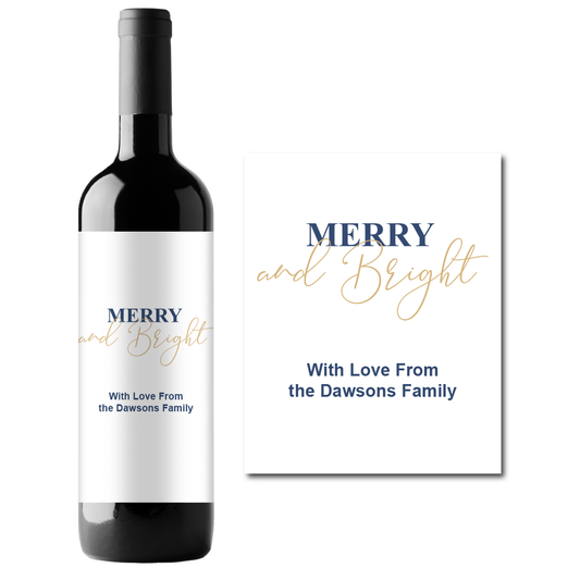 Merry and Bright Custom Personalized Wine Champagne Labels (set of 3)