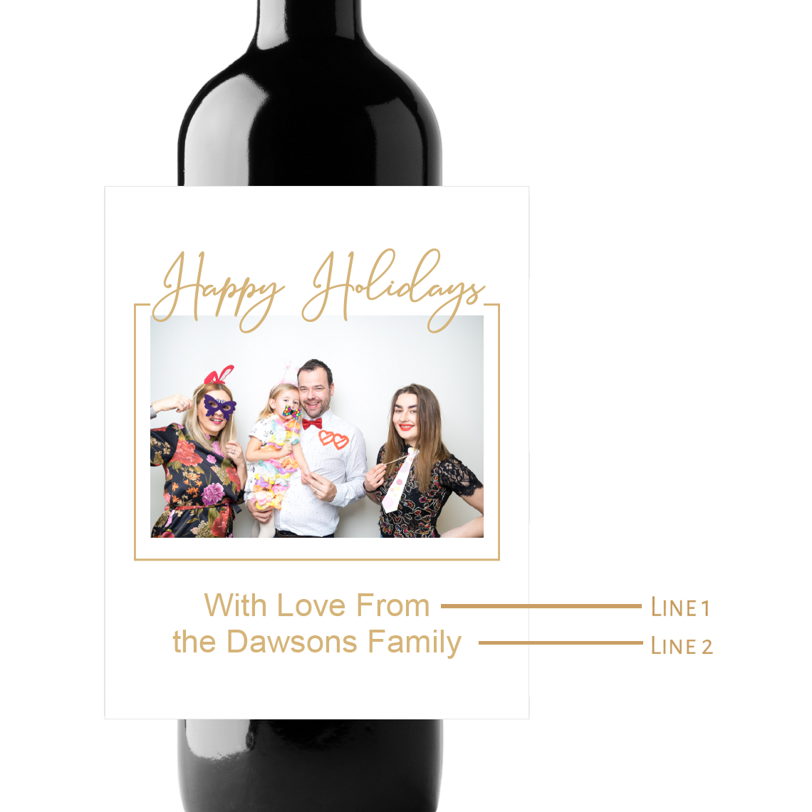 Happy Holidays Custom Photo Personalized Wine Champagne Labels (set of 3)