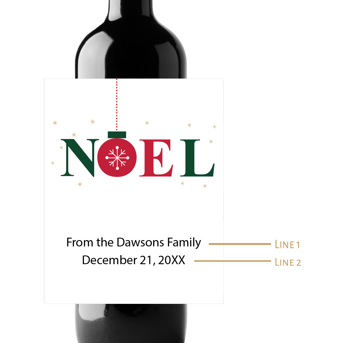 Noel Holidays Custom Personalized Wine Champagne Labels (set of 3)