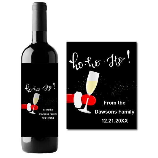 Ho Ho Ho Santa Wine Custom Personalized Wine Champagne Labels (set of 3)