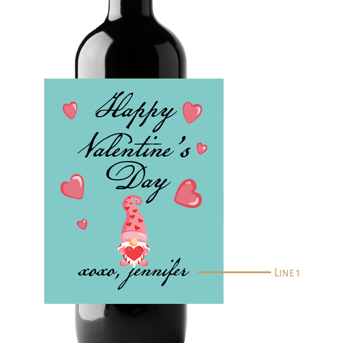 Happy Valentine's Day Custom Personalized Wine Champagne Labels (set of 3)