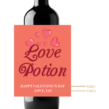 Love Potion Valentine's Day Custom Personalized Wine Champagne Labels (set of 3)