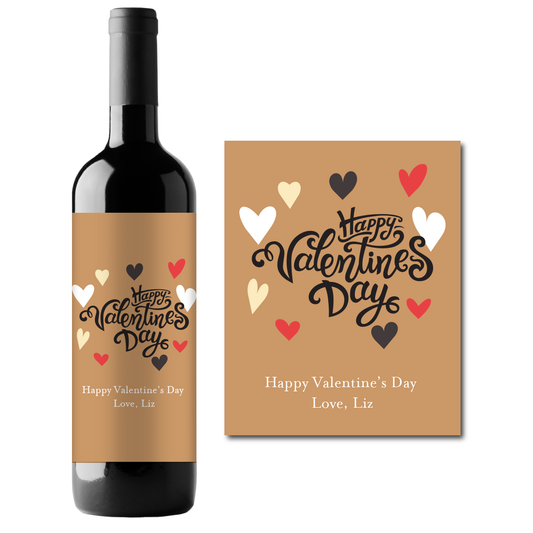 Happy Valentine's Day Custom Personalized Wine Champagne Labels (set of 3)