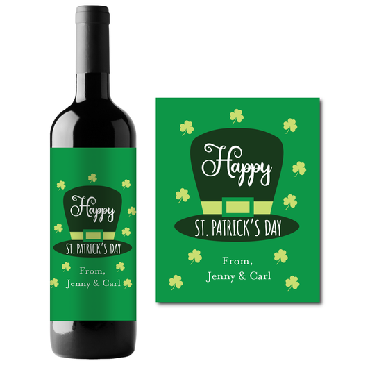 Happy St. Patrick's Day Custom Personalized Wine Champagne Labels (set of 3)