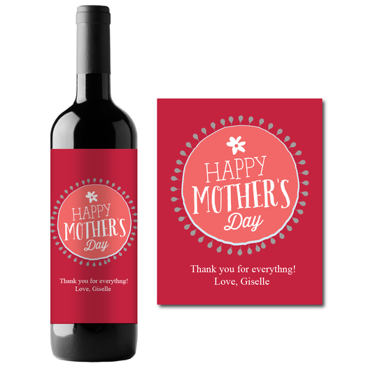 Happy Mother's Day Custom Personalized Wine Champagne Labels (set of 3)