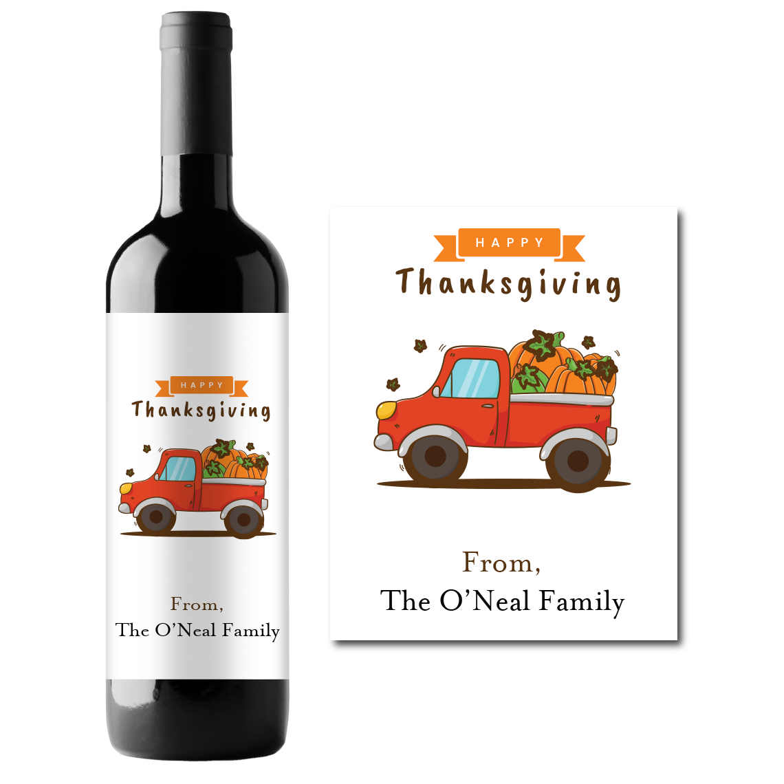 Happy Thanksgiving Custom Personalized Wine Champagne Labels (set of 3)