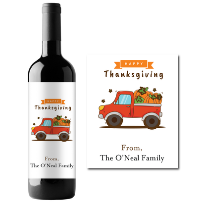 Happy Thanksgiving Custom Personalized Wine Champagne Labels (set of 3)