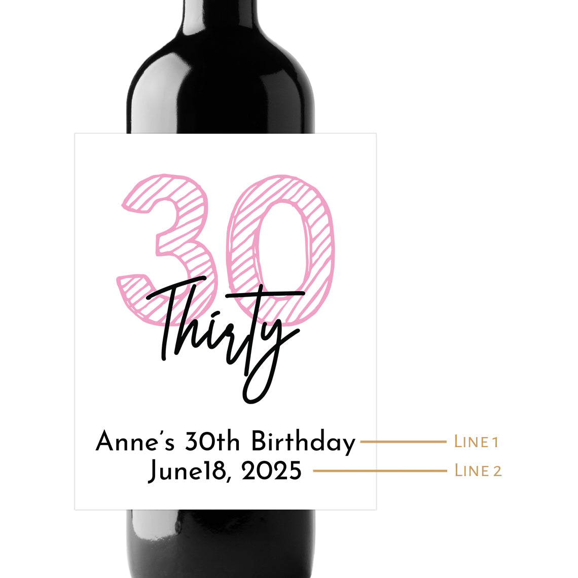 Thirty Custom Personalized Wine Champagne Labels (set of 3)