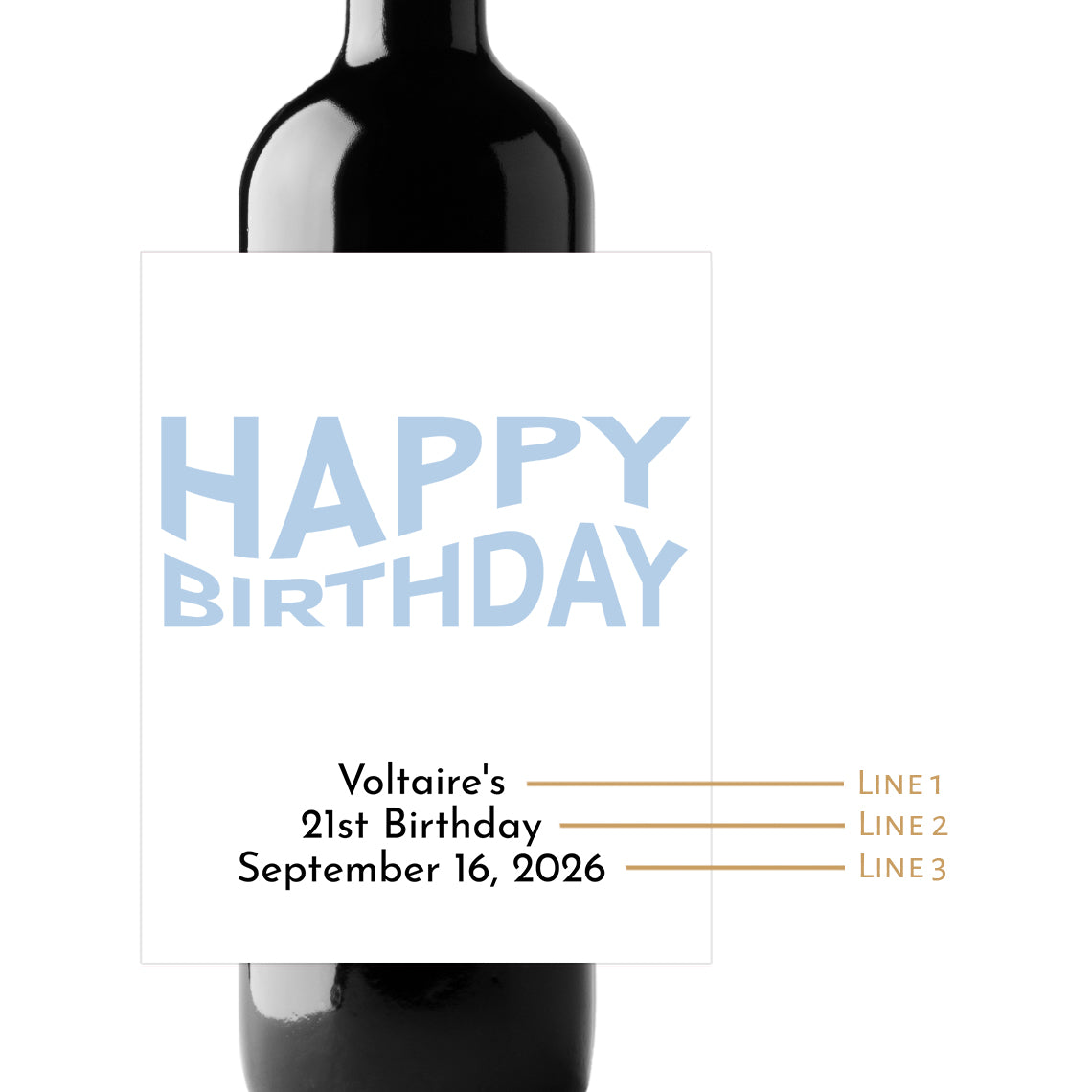 Happy Birthday Custom Personalized Wine Champagne Labels (set of 3)