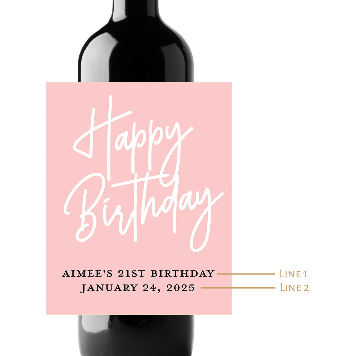 Happy Birthday Custom Personalized Wine Champagne Labels (set of 3)