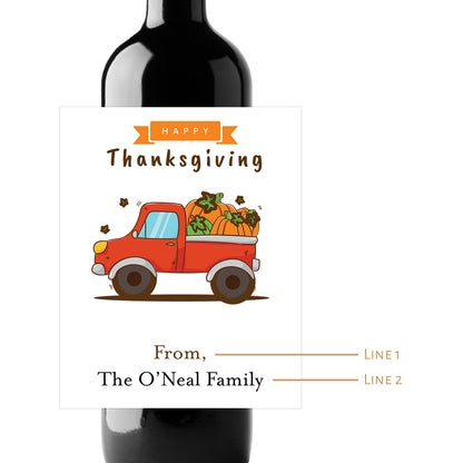 Happy Thanksgiving Custom Personalized Wine Champagne Labels (set of 3)